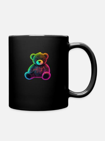 Hab dich Lieb Bär,Neon Teddy - Tasse einfarbig - Schwarz