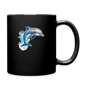 Delfin springend - Tasse einfarbig - Schwarz - Rechts