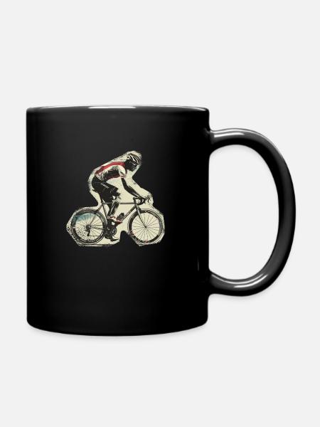 Road Bike // Cyclist Vintage - Full Colour Mug - black