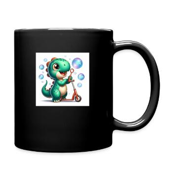 Dino en turquoise avec bulles de savon et rouleau - Mug uni - noir - Droite