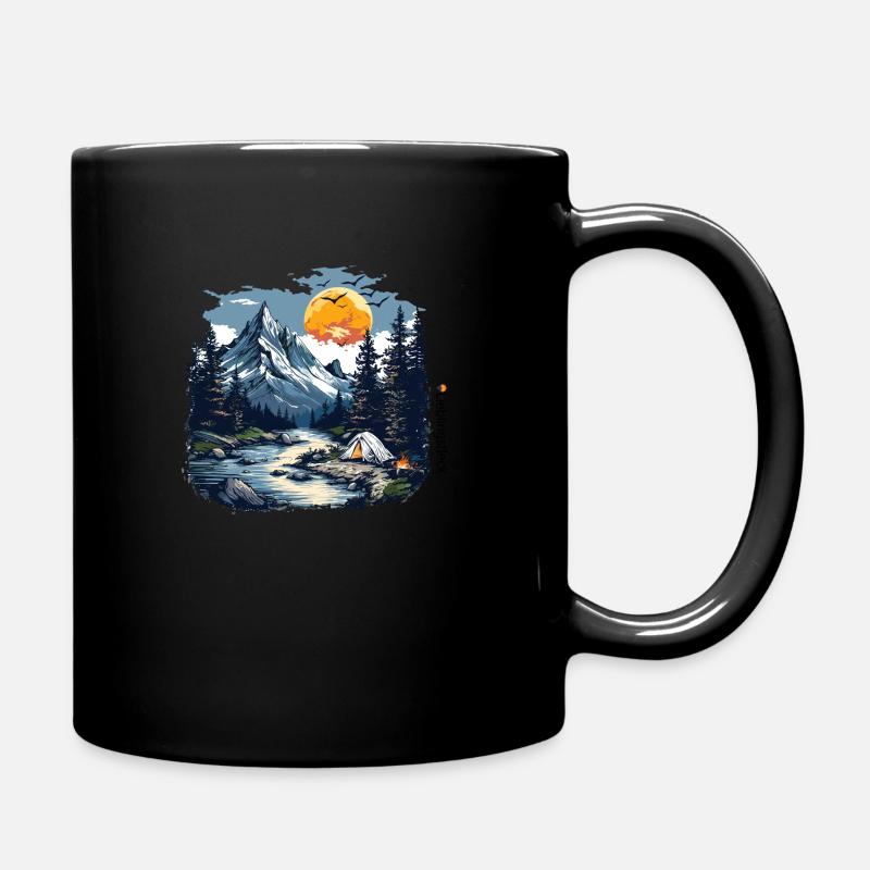 Zelt Männer Berge - Tasse einfarbig - Schwarz