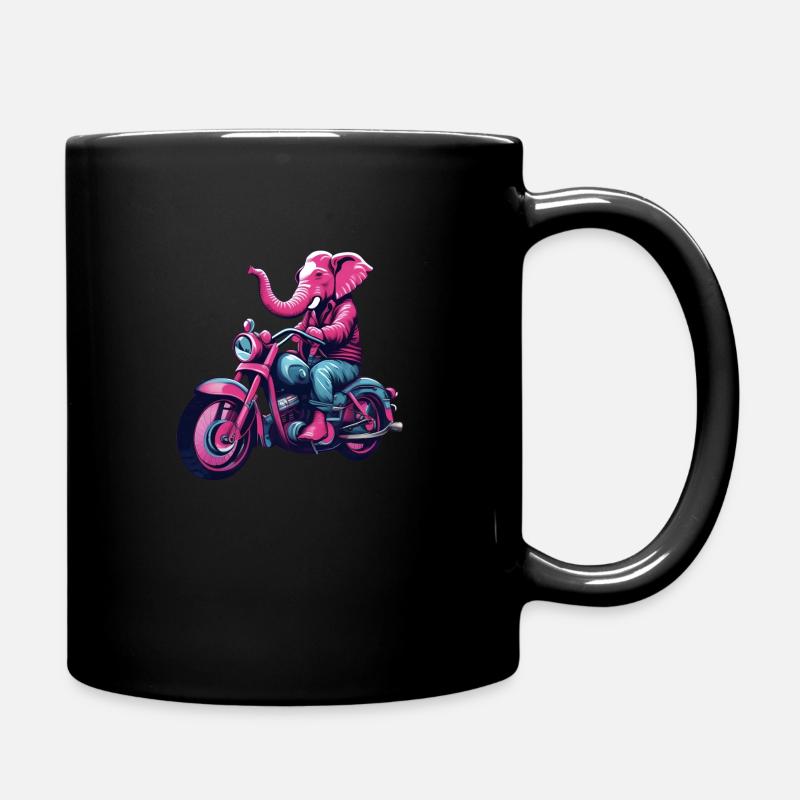 Rosa Elefant Biker - Tasse einfarbig - Schwarz