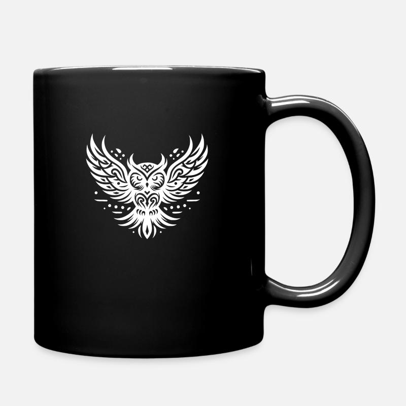 Fliegende Eule im Tattoo Style - Tasse einfarbig - Schwarz