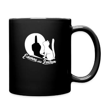 Erkenne die Zeichen Katze - Tasse einfarbig - Schwarz - Rechts
