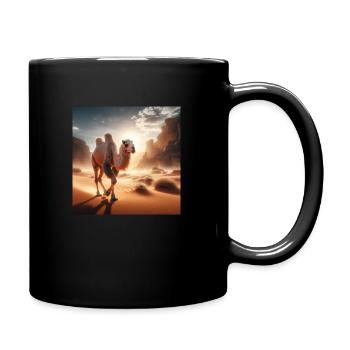 echtes Kamel in der Wüste A4 - Tasse einfarbig - Schwarz - Rechts