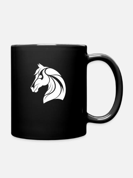 Eleganter Pferdekopf - Tasse einfarbig - Schwarz