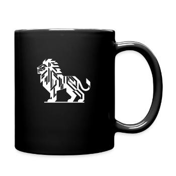Geometric lion with elegant mane - Full Colour Mug - black - Right