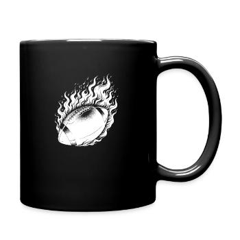 Blatant throwing football in flames and fire - Full Colour Mug - black - Right