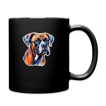 Boxerkopf psychedelisch - Tasse einfarbig - Schwarz - Rechts