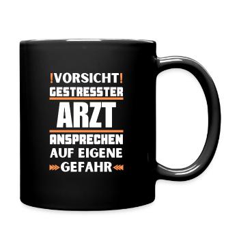Don't talk to a stressed doctor! - Full Colour Mug - black - Right