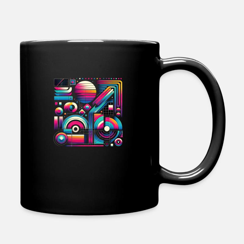 Neon Retro Wave Abstrakt - Tasse einfarbig - Schwarz