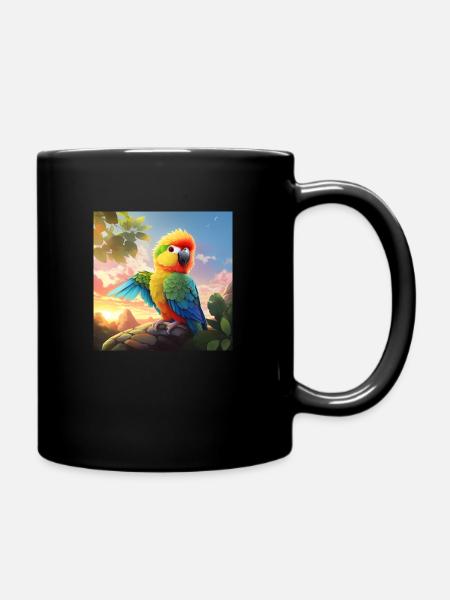 Rainbow budgie - Full Colour Mug - black