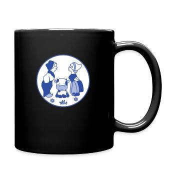 Delft blue kissing children with cow - Full Colour Mug - black - Right