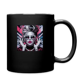 Femme avec des lunettes de soleil et de beaux cheveux - Mug uni - noir - Droite