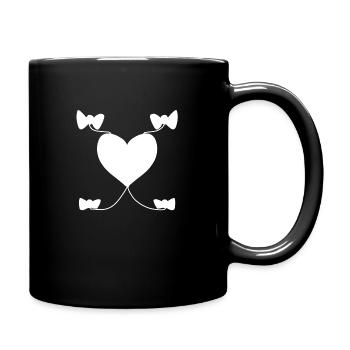 Heart Bow Pattern Shapes Shapes - Full Colour Mug - black - Right