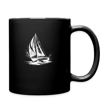 Schickes Segelboot unter Segel Splash Wellengang - Tasse einfarbig - Schwarz - Rechts