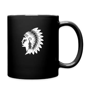 Kraftvoller Krieger mit prächtigem Kopfschmuck - Tasse einfarbig - Schwarz - Rechts
