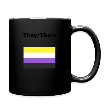 Drapeau non binaire qu’ils eux - Mug uni - noir - Droite