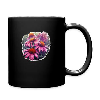 Echinaceapflanze 5 Blüten - Tasse einfarbig - Schwarz - Rechts