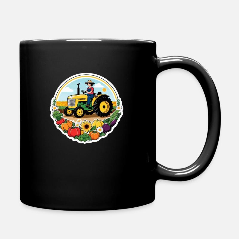 Farmer Sonne Blume Vegan - Tasse einfarbig - Schwarz
