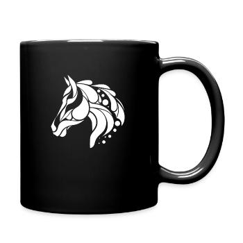 Tatouage de poney de portrait de tête de cheval - Mug uni - noir - Droite