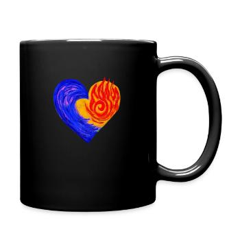 HEART POWER / FUTURE POWER handgemaltes Artwork - Tasse einfarbig - Schwarz - Rechts