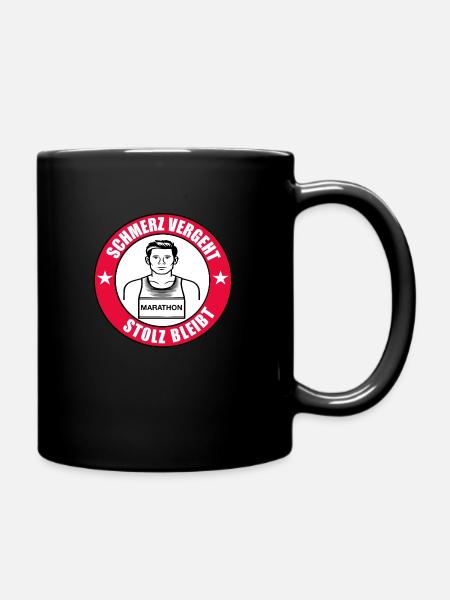 Marathon Läufer - Tasse einfarbig - Schwarz