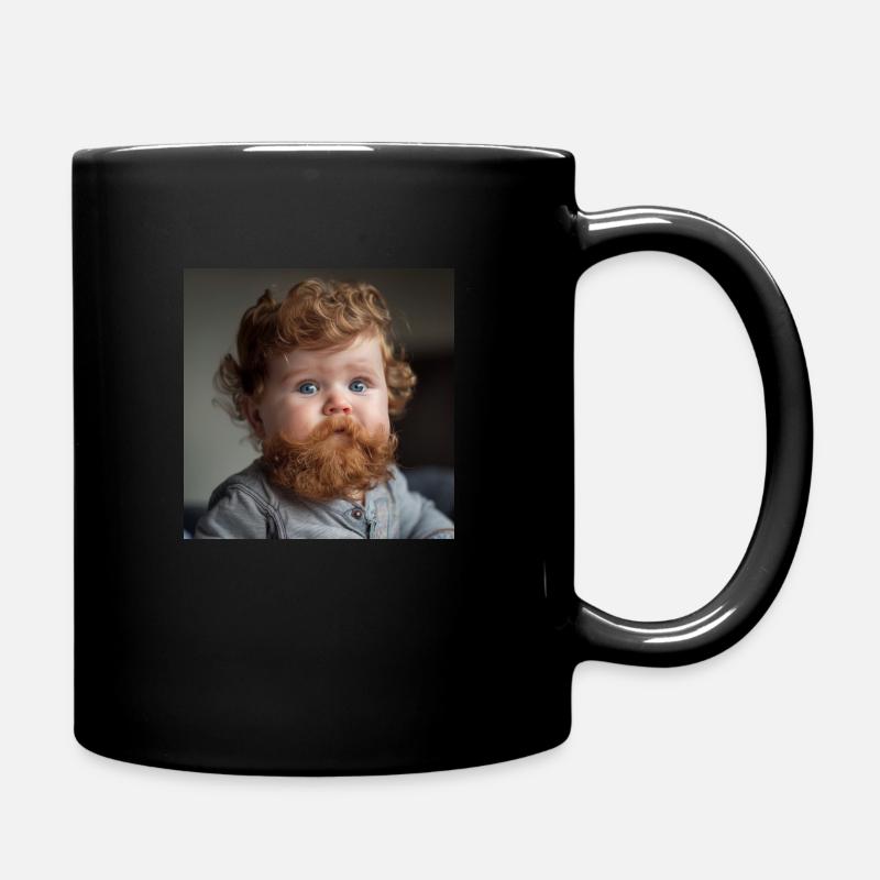 Baby mit Bart - Tasse einfarbig - Schwarz