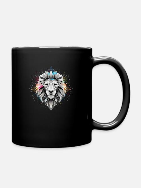 Löwe graphisch - Tasse einfarbig - Schwarz