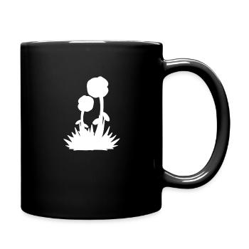 grass zwei blumen blume natur pflanze rosen - Tasse einfarbig - Schwarz - Rechts