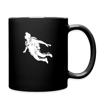 Parachutist man doing a parachute jump - Full Colour Mug - black - Right
