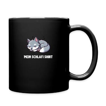 Petit loup endormi mignon - Mug uni - noir - Droite