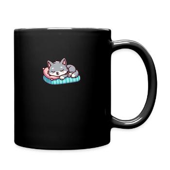 Petit loup endormi mignon - Mug uni - noir - Droite