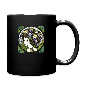 Katzendame - Tasse einfarbig - Schwarz - Rechts