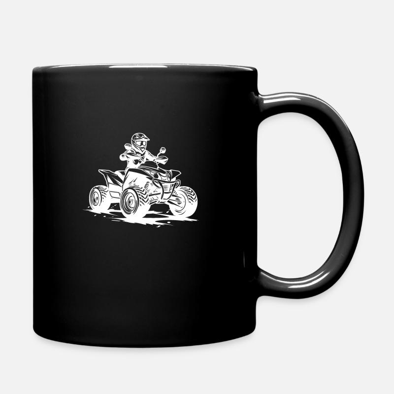 Quad Biker Silhouette: Offroad Action Design - Full Colour Mug - black