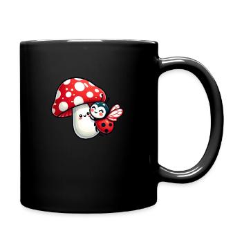 Zauberhafter Marienkäfer mit Fliegenpilz - Tasse einfarbig - Schwarz - Rechts