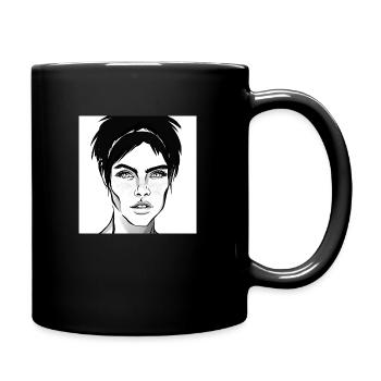 Woman's face with beautiful eyes b/w - Full Colour Mug - black - Right