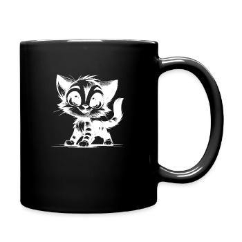 Cuddly Cat House Tiger Baby Drawing - Full Colour Mug - black - Right