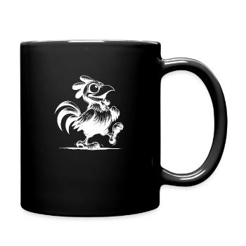 Grinsender Lustiger Gockel Zeichnung - Tasse einfarbig - Schwarz - Rechts
