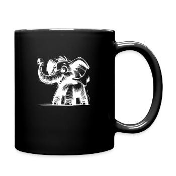 Mignon petit bébé éléphant avec une énorme trompe - Mug uni - noir - Droite