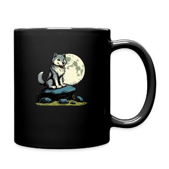 Wolf - Tasse einfarbig - Schwarz - Rechts