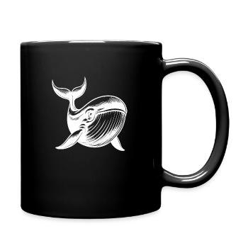 Kids Baby Blue Whale with Big Eyes - Full Colour Mug - black - Right