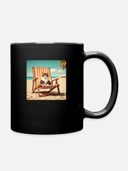 Catat the beach - Tasse einfarbig - Schwarz