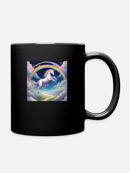 Regenbogen Einhorn - Tasse einfarbig - Schwarz