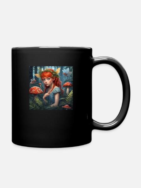 Fliegenpilz Mädchen - Tasse einfarbig - Schwarz