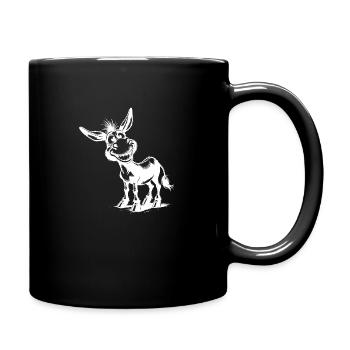 Grinning Donkey Funny Pencil Drawing - Full Colour Mug - black - Right