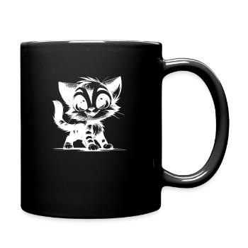 Chat souriant Dessin de bébé - Mug uni - noir - Droite
