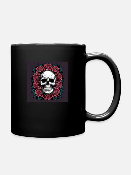 Skull and Roses - Tasse einfarbig - Schwarz