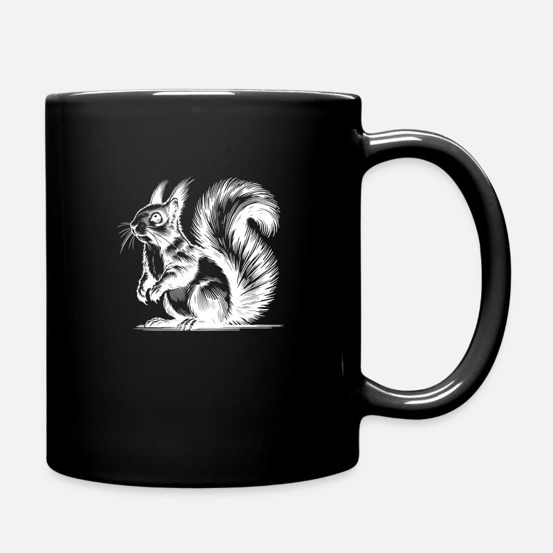 Knuffiges Eichhörnchen Bleistift Strich Skizze - Tasse einfarbig - Schwarz