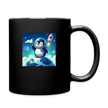 Pingouin dans l’espace - Mug uni - noir - Droite